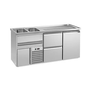 ตู้กดเบียร์แบบ Direct Draw / Kegerator 1 ประตูสแตนเลส + 2 ลิ้นชัก PREMIUM  2 อ่างล้างมือด้านซ้าย - 1950700 มม. - Product Image 1