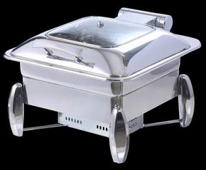 Calentador de comida de buffet de combustible líquido Chafer de acero inoxidable moderno con forma cuadrada y rectangular de sartén de agua duradera - Product Image 4