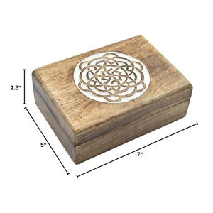 Mandala Sculpture Boîte en bois pour le stockage de bijoux et la décoration Utilisez des boîtes en bois de manguier pour une utilisation polyvalente au prix d'usine en gros - Product Image 5