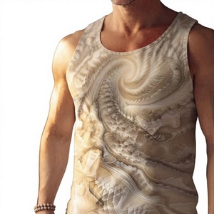 Men's Plus Size Breathable Eco-Friendly <b>Tank</b> <b>Top</b> O-Neck Casual Sleeveless Digital Printing Knitted Polyester/Cotton Gray Solid - Product Image 4