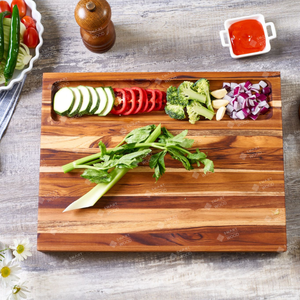 Planche à découper en bois massif de teck pleine longueur bord épais bloc à découper cuisine OEM couleur naturelle - Product Image 3