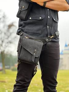 Sac de jambe de moto en cuir véritable imperméable, sac de cycliste, sac de cuisse, sac de taille, fermeture à glissière, LLB-0015 - Product Image 4