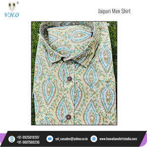 Vente en gros de tissu indien Jaipuri fait à la main fabricant personnalisé tissu de coton imprimé à la main chemise pour hommes - Product Image 3