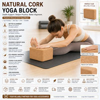 Brique de yoga en liège Pureflex écologique haute densité, bords arrondis, fournitures de fitness en gros, gravure laser, bloc de yoga OEM