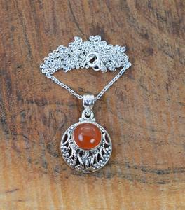 Cornaline pierres précieuses pendentif bijoux pour femmes argent Boho Style bijoux 925 argent Sterling tendance pendentif fait main cadeau - Product Image 3