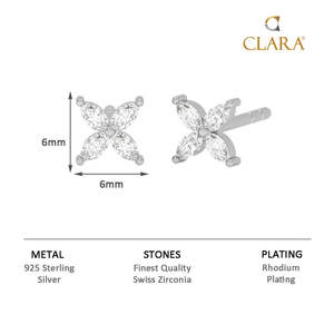 NOVAMART Fine Premium 925 Sterling <b>Silver</b> <b>Stud</b> <b>Earrings</b> for Women & Girls Featuring Marquise Princess Cut Diamond Water Drop Flo - Product Image 6