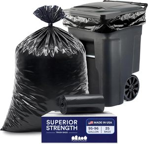 Bolsas de Basura Resistentes Plasticplace de 95-96 Galones, 1.5 Mil, Negras, 61x68 Pulgadas, Paquete de 25, Forros para Contenedores de Basura Resistentes a Desgarros - Product Image 3