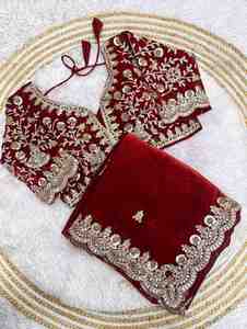 คอลเลกชันชุดส่าหรีผ้าไหมผ้าซาตินฟูลด์ดีไซเนอร์สวยมีแคตตาล็อกเต็มรูปแบบให้เลือกใช้ในราคาขายส่งส่าหรีพร้อมงานปัก - Product Image 5