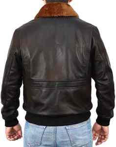 Chaqueta de Cuero para Hombre de Primera Calidad, 100% Cuero Genuino, Estilo Casual Popular, Piel de Cordero, Cuello de Piel, Gruesa y Resistente al Viento - Product Image 2