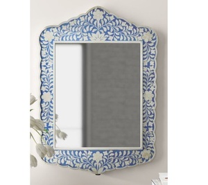 Espejo de pared de cristal de madera hecho a mano de la mejor calidad con incrustaciones de hueso de diseño moderno único uso decorativo para el hogar God Grace Overseas - Product Image 1