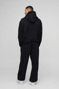 Oversized Acid Wash <b>Crop</b> <b>Men</b> Tracksuit Black Plus Size Raglan Sleeve Custom Embroidered Spray Wash unisex Vintage Wide leg <b>pants</b> - Product Image 6