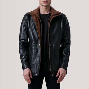 Abrigo de Cuero Negro para Hombre Connor - Product Image 5