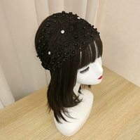 Fleur Creux Perlé Bandeau Crochet Fleur Perle Bandeau Dentelle Large Bord Pressé Cheveux Écharpe Cheveux Accessoires En Gros