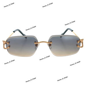 Gafas de Sol Elegantes de Lujo sin Montura con Degradado, Detalles en Dorado y Lentes Geométricas Estilizadas para Moda Moderna y Protección Solar - Product Image 2