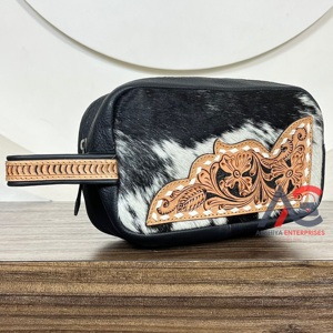 High Quality Hand Tooled <b>Travel</b> Toiletry <b>Bag</b> Large Capacity Multifunctional Cosmetic <b>Bags</b> Cowhide Portable Storage Makeup <b>Bags</b> - Product Image 1