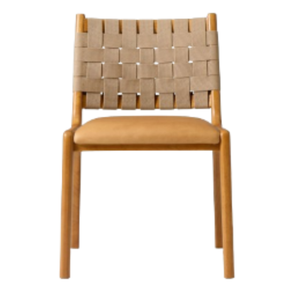 Chaises de restaurant d'extérieur modernes avec structure en bois, dossier en corde tressée durable et assise rembourrée en mousse - Product Image 1