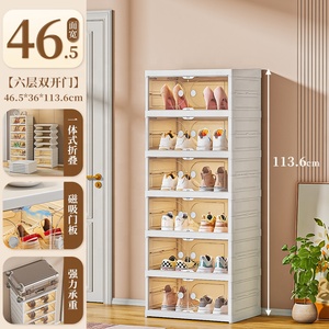 6 Tier Folding Clear Foldable Dustproof Acrylic Rack Stackable Shoe case Storage Organizer <strong>Container</strong> Box with Custom Logo - Product Image 5