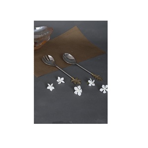 Ensemble de 2 serveurs à salade en acier moderne, service de salade en laiton de qualité supérieure avec taille personnalisée Offre Spéciale - Product Image 1