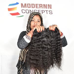 Vente en gros de cheveux vierges bruts à cuticule alignée de qualité supérieure bon marché, sans poux, vendeur de paquets ondulés de cheveux humains indiens - Product Image 2