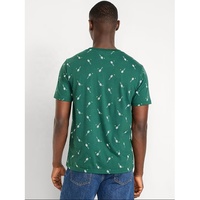 T-shirt vert imprimé pour homme, décontracté, manches courtes, 100% coton, respirant, séchage rapide, motif raquette de tennis, graphique sportif, été
