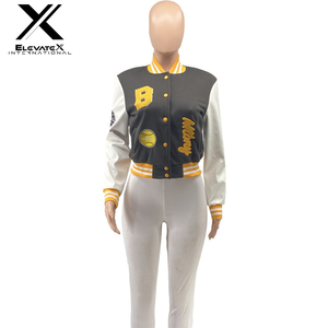 Veste universitaire pour femme ELEVATEX INTERNATIONAL, réversible, à manches longues, avec logo brodé lettre B, style automne-hiver - Product Image 1