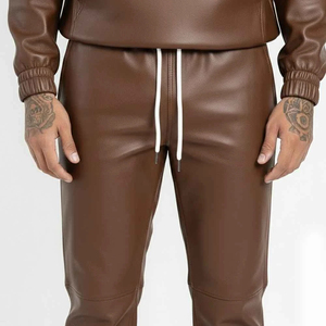 Ensemble de survêtement d'hiver en cuir véritable de qualité supérieure pour hommes, veste en cuir respirante et pantalon, mode streetwear - Product Image 3