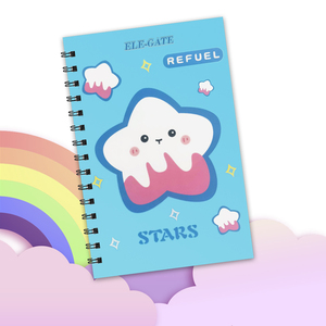 Quaderno a Righe da 80 Pagine con Copertina a Stella e Spirale Metallica, Diario B5 Rilegato in Pelle con Copertina A5 in Legno Stile Stampato - Product Image 1