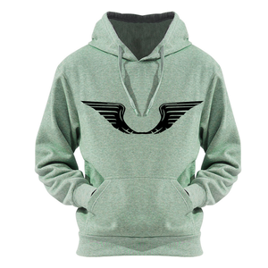 Men's Gray Hooded Sweatshirt With <b>Black</b> <b>Wings</b> Print Regular Fit Casual Cotton Hoodie Front Logo Design Autumn Wear - Product Image 3