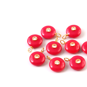 Colgante de piedras preciosas redondas de Calcedonia rosa, colgante con incrustaciones, joyería de moda para mujer, piedra suelta doble chapada en oro y plata 925 - Product Image 4