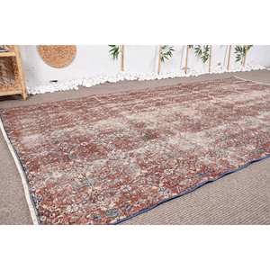 Alfombra de retazos estilo turco vintage bohemio rojo azul 4.8ft X 8.9ft lana área grande 9x12 rectángulo pasillo patrón respaldo de látex - Product Image 2