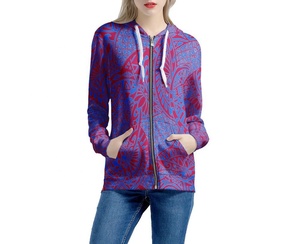 Nuevo diseño personalizado al por mayor OEM impreso de punto mujeres sudaderas con capucha ropa de gimnasio cremallera completa mujeres sublimación sudaderas con capucha - Product Image 5