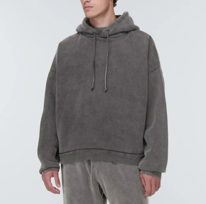 Sudadera con capucha de gran tamaño de algodón desteñido de peso pesado para hombre y traje de pantalón con hombros caídos, ropa de calle informal, chándales para invierno - Product Image 1