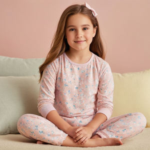 Conjunto de Pijama de Algodón Suave para Niñas, Ropa de Dormir Transpirable para Niños, Ajuste Cómodo, Estampados Lindos y Ropa para Dormir - Product Image 5
