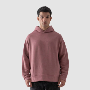 Sweats à capuche à épaules tombantes pour hommes lourds de haute qualité conception de Logo personnalisé 100% coton couleur unie nouveauté respirant - Product Image 1
