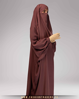 Abaya musulmane marron légère et respirante à boutons-pression, coupe ample, séchage rapide, en polyester et laine, longueur au sol, pour grandes tailles