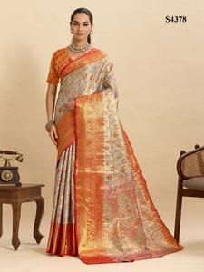 Sari traditionnel indien en soie avec tissage Zari, fabricant et fournisseur de mode féminine en Inde au prix le plus bas - Product Image 4