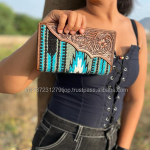 กระเป๋าคลัทช์หนังสะพายข้างสำหรับผู้หญิง, สินค้ามาใหม่ Western Aztec กระเป๋าคลัทช์หนังพับได้หลายแบบไม่เหมือนใคร - Product Image 3