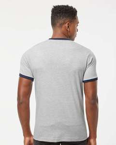 Next Level - Cotton Ringer Tee Athletic Short Sleeve Sport <b>Shirt</b> Heather Grey/ Navy unisex adult Ringer <b>Shirt</b> for Men - Product Image 4