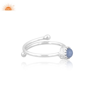 Handmade Blue <b>Opal</b> Gemstone <b>Ring</b> Minimalist Adjustable Women's Birthstone Jewellery Customised by Manufacturer for Gifting - Product Image 3