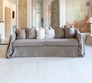 Washable Linen Coverlet Boho Style Natural Linen <b>Sofa</b> and <b>Bed</b> Cover Rustic Couch Cover for Bedroom, Sectional Linen <b>sofa</b> cover - Product Image 3