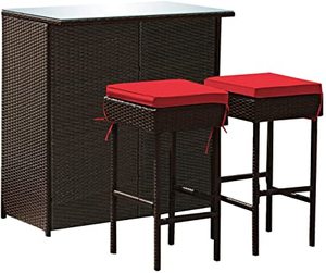 ชุดบาร์แบบเรียบง่ายทันสมัยเฟอร์นิเจอร์คาเฟ่แบบลำลองชุดบาร์หวาย PE กลางแจ้งเฟอร์นิเจอร์สวนกลางแจ้ง - Product Image 4