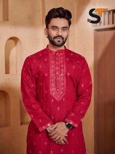 Occasional Wear <b>Silk</b> With Intricate Work <b>Kurta</b> Pajama Manufacturer And Supplier From Surat At Lowest Rate - Product Image 2