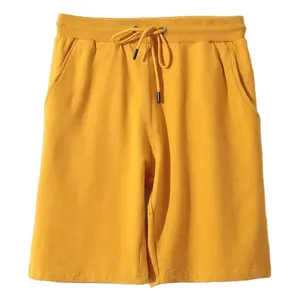 Pantalones cortos de lana para hombre, Shorts masculinos de alta calidad con cordón, a la última moda, informales, teñidos, lisos, tejidos de 100% algodón, OEM, se aceptan diseños