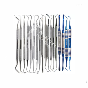 TOP NOUVEAU Ensemble d'instruments dentaires chirurgicaux orthodontiques de 18 pièces Détartreurs de faucilles en acier inoxydable pour l'équipement de remplissage de nettoyage des dents - Product Image 1