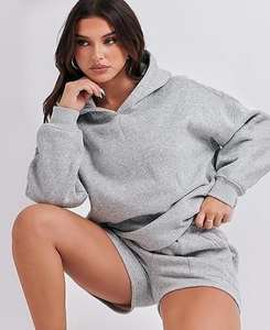 Conjunto de Sudadera con Capucha y Pantalones Cortos Casuales para Mujer, Diseño OEM de Kivotech, Logotipo Personalizado Impreso, Tejido de Punto, Fabricante de Pakistán - Product Image 6