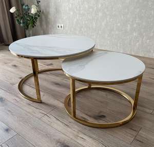 Juego de Mesa Central de anidación Tapa de mármol tradicional Acero inoxidable Lujo Clásico Hogar Dormitorio Sala de estar Café Cocina Uso - Product Image 4