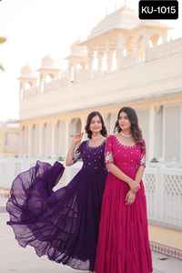 Indian Traditional Wear Heavy Faux Georgette Anarkali <b>Long</b> <b>Gowns</b> with Plus Size Available <b>for</b> <b>Women</b> Wedding Wear Function Dress - Product Image 2