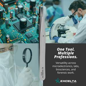 Pincettes de précision pour travaux de laboratoire électronique, pointe ultra-fine en acier au carbone, 5,25 pouces, trempées à la flamme, anti-flexion, manche en plastique - Product Image 1