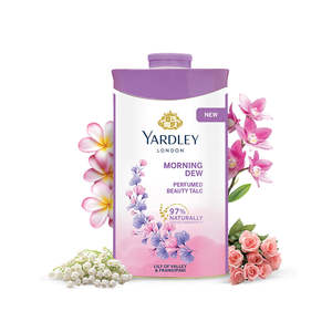 Talco Perfumado de Lujo Yardley London Morning Dew, Aroma Lily Valley Frangipani, 97% Ingredientes Naturales, 100g 250g para el Cuerpo - Product Image 1