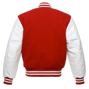 College Man Veste universitaire élégante en rouge noir en cuir de laine Taille XL Tissu léger Hiver CollegeBaseballjacket pour hommes - Product Image 2